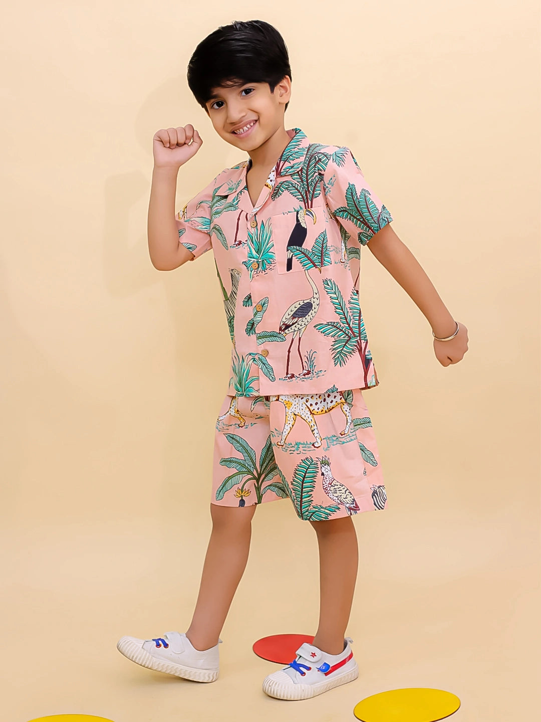 BownBee Summer Short Sleeve Pure cotton Printed Shorts And Shirt Set