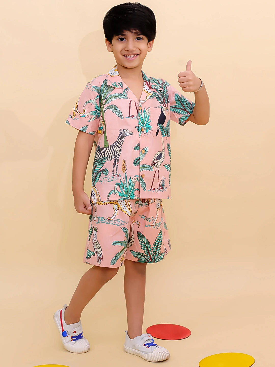 BownBee Summer Short Sleeve Pure cotton Printed Shorts And Shirt Set