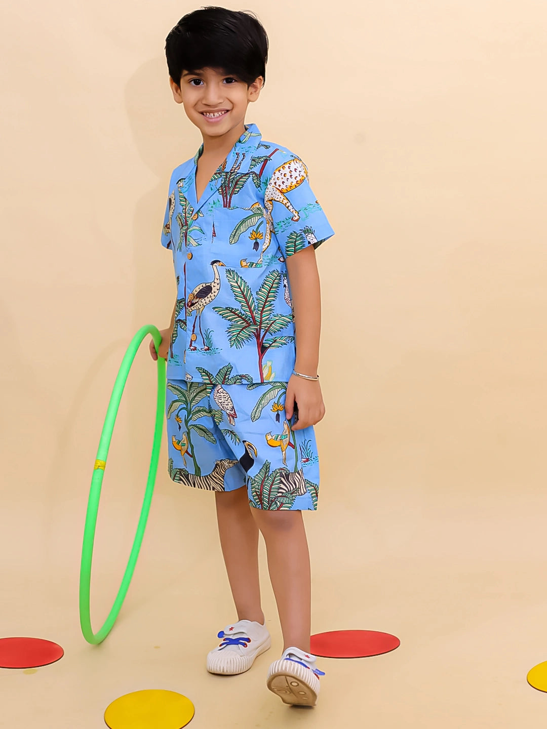 BownBee Summer Short Sleeve Pure cotton Printed Shorts And Shirt Set