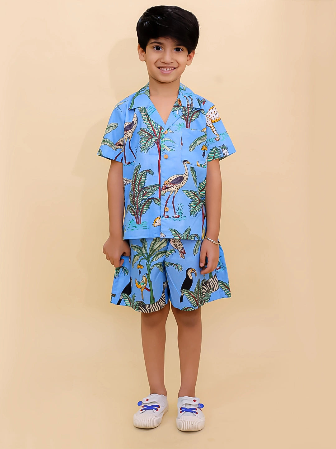 BownBee Summer Short Sleeve Pure cotton Printed Shorts And Shirt Set