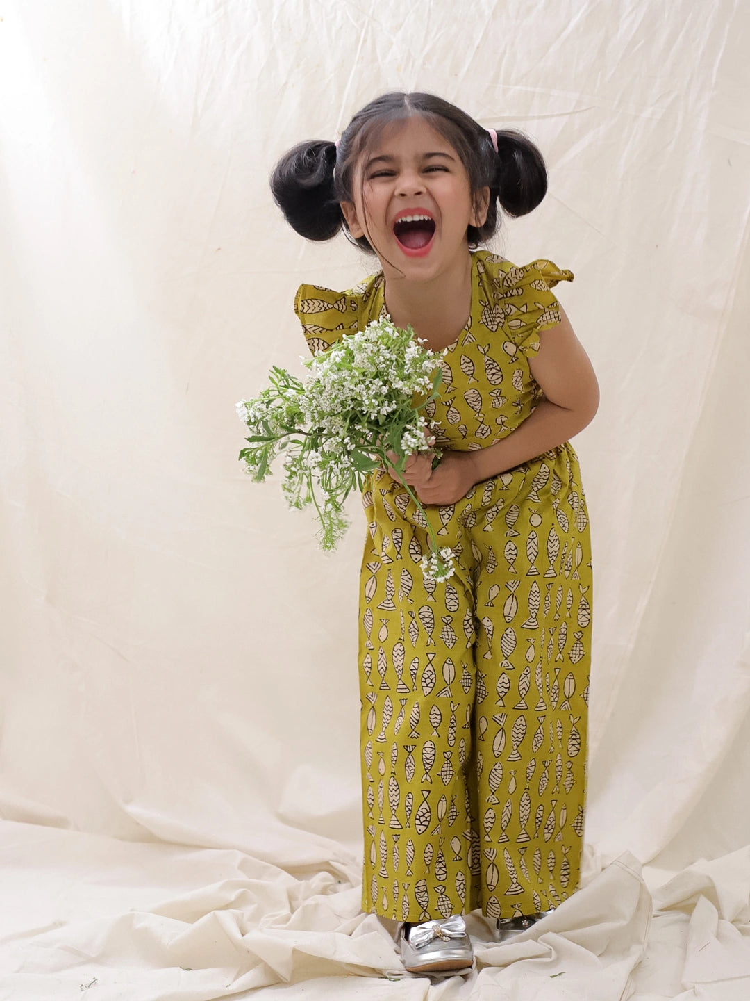 BownBee Summer Sleeveless Pure Cotton Printed Top & Culottes Set For Girls