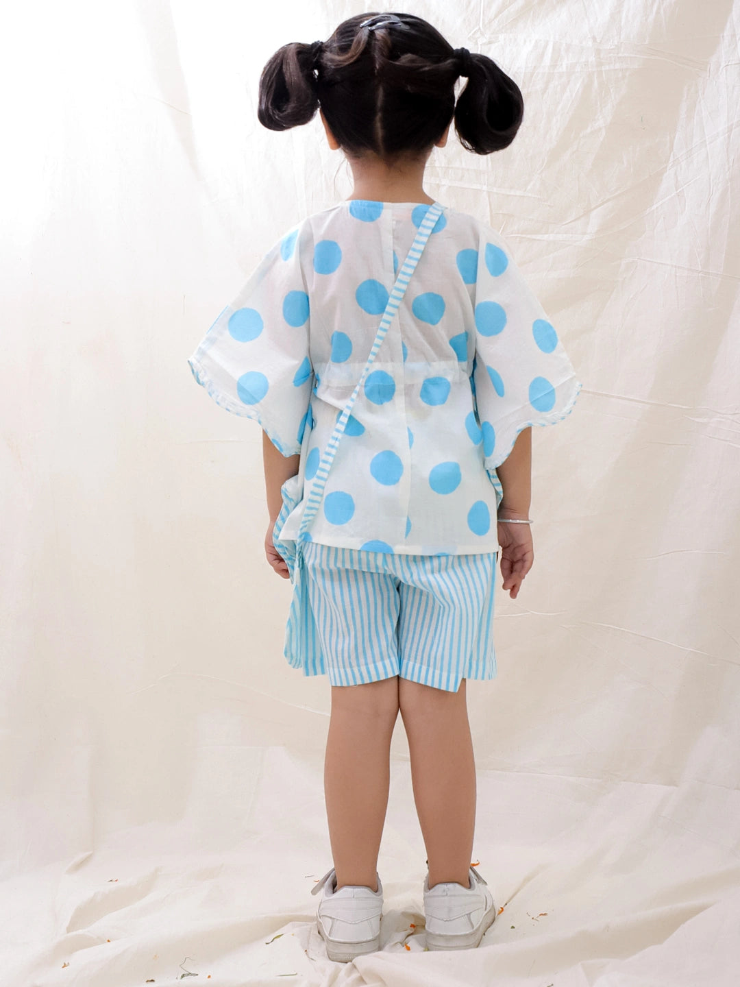 BownBee Summer Pure Cotton Printed Kaftan & Shorts Set For Girls - Rose Pink