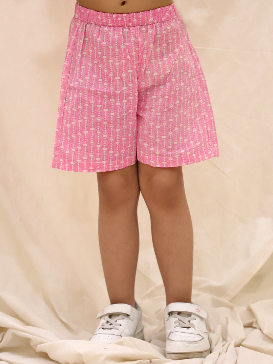 BownBee Summer Pure Cotton Printed Kaftan & Shorts Set For Girls - Blue