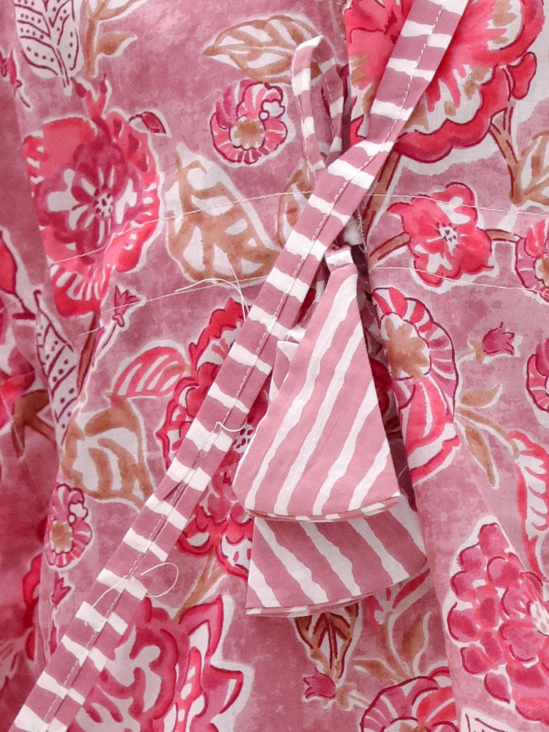 BownBee Summer Pure Cotton Printed Kaftan & Shorts Set For Girls - Rose Pink