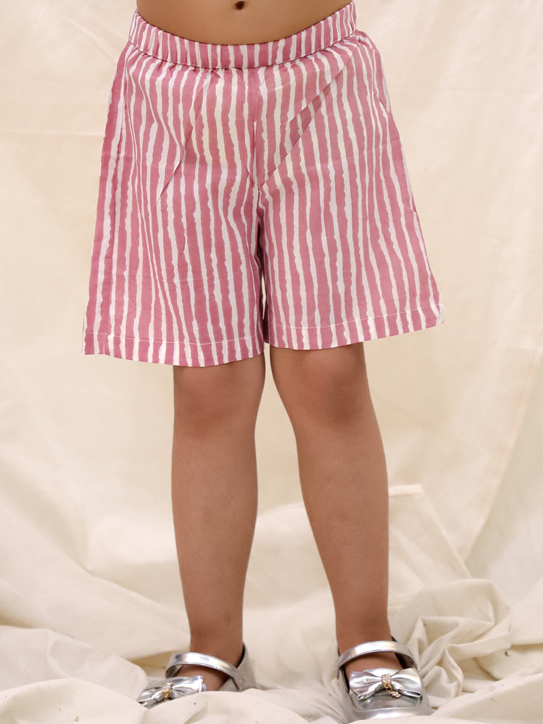 BownBee Summer Pure Cotton Printed Kaftan & Shorts Set For Girls - Blue
