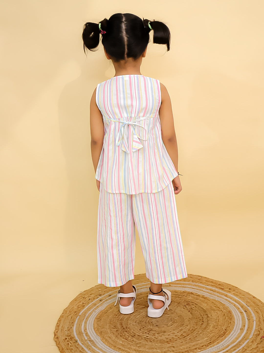 BownBee Cotton Sleeveless Top & Palazzo Set - Off White