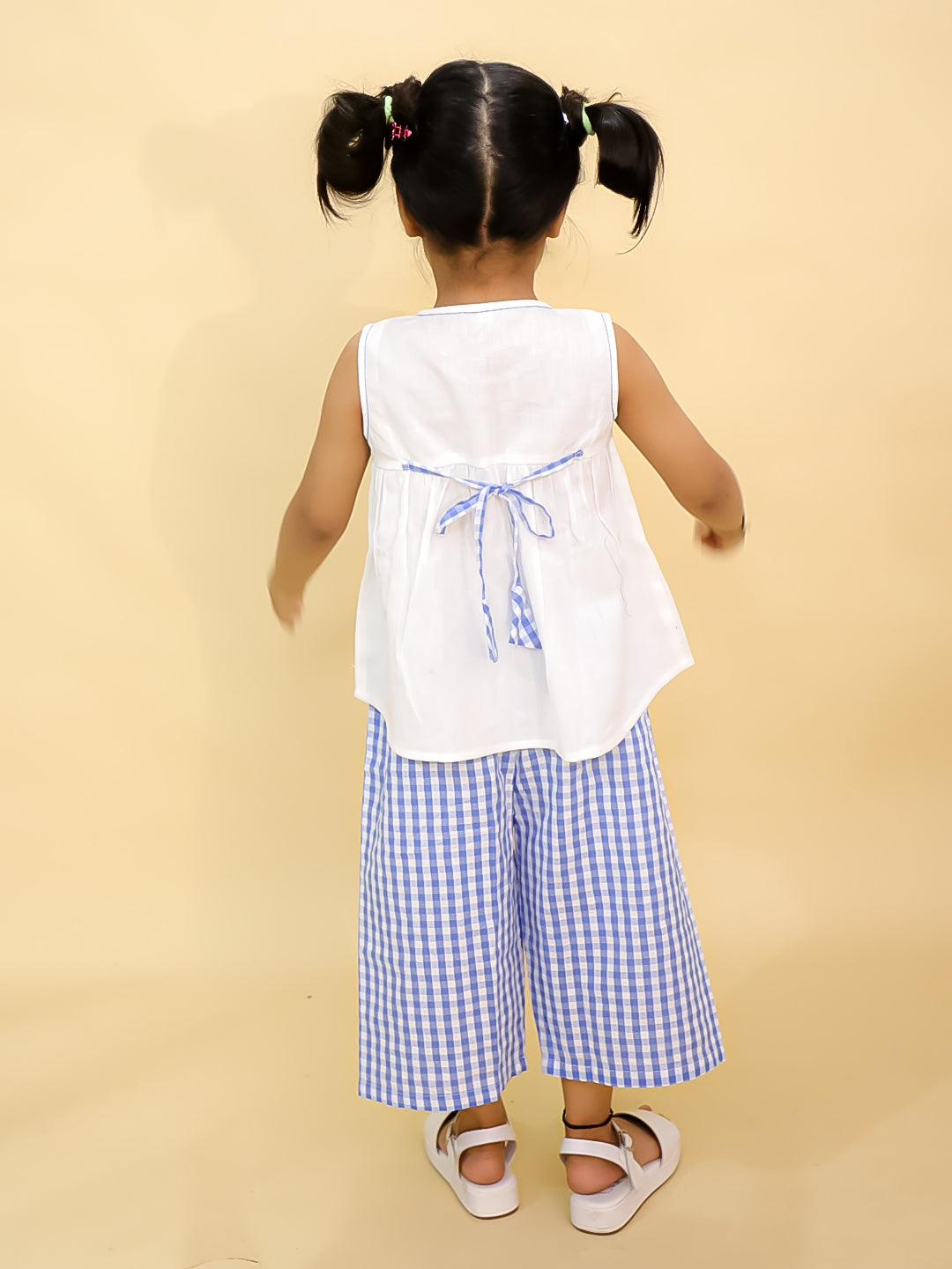 BownBee Cotton Sleeveless Top & Palazzo Set - Off White