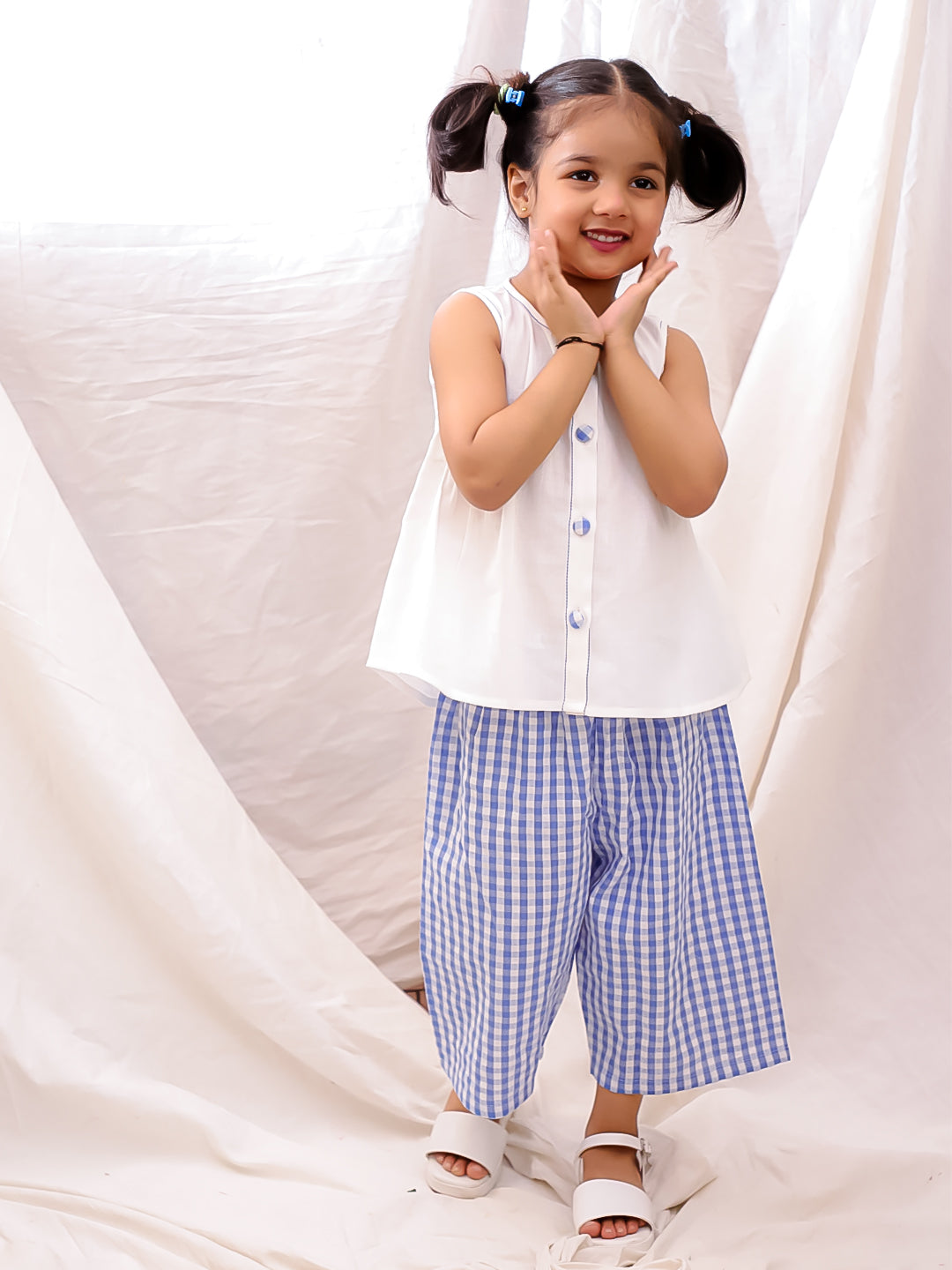 BownBee Cotton Sleeveless Top & Palazzo Set - Off White