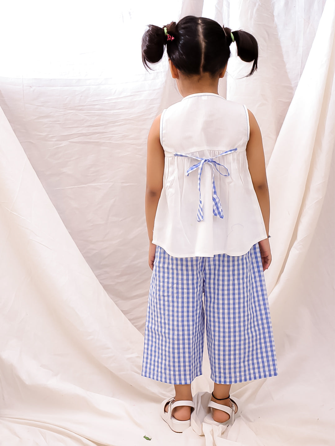 BownBee Cotton Sleeveless Top & Palazzo Set - Off White