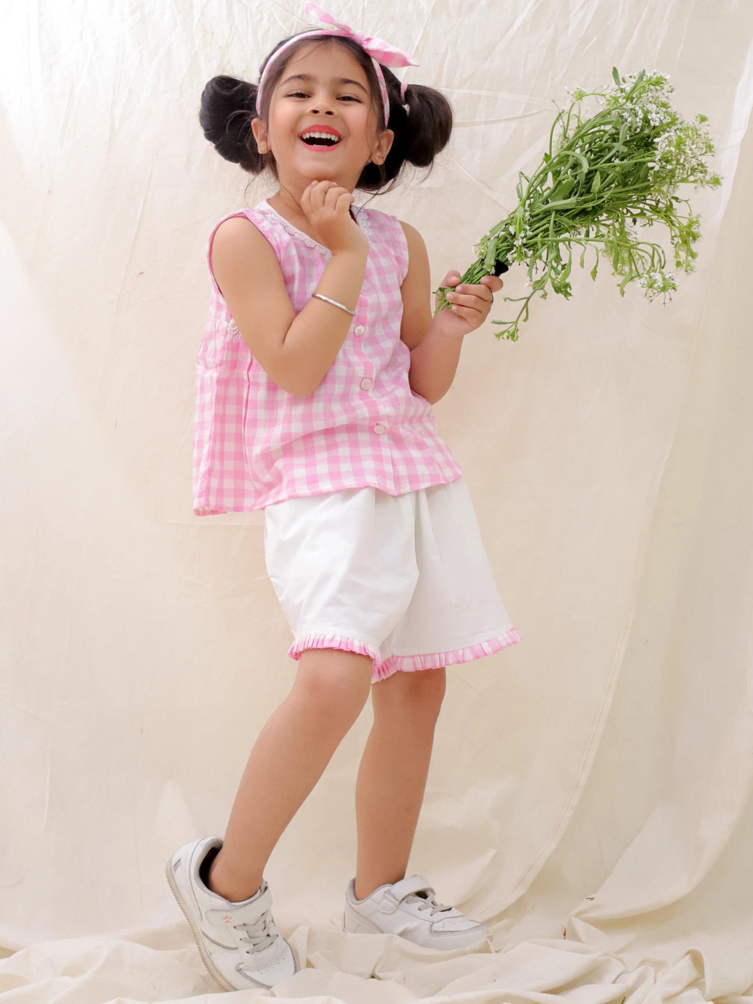 BownBee Summer Sleeveless Pure Cotton Printed Top & Shorts Set For Girls