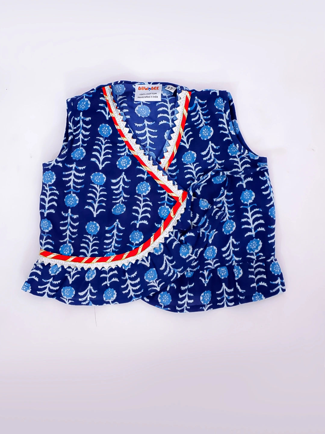 Bownbee Girls Cotton Clothing Set For Infants  - Floral - Blue