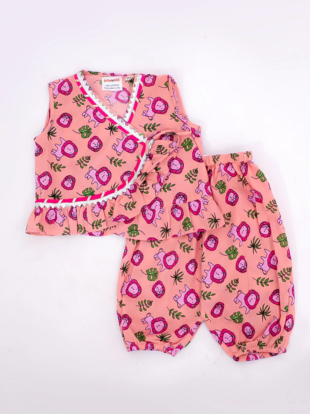 Bownbee Girls Cotton Clothing Set For Infants  - Floral - Blue