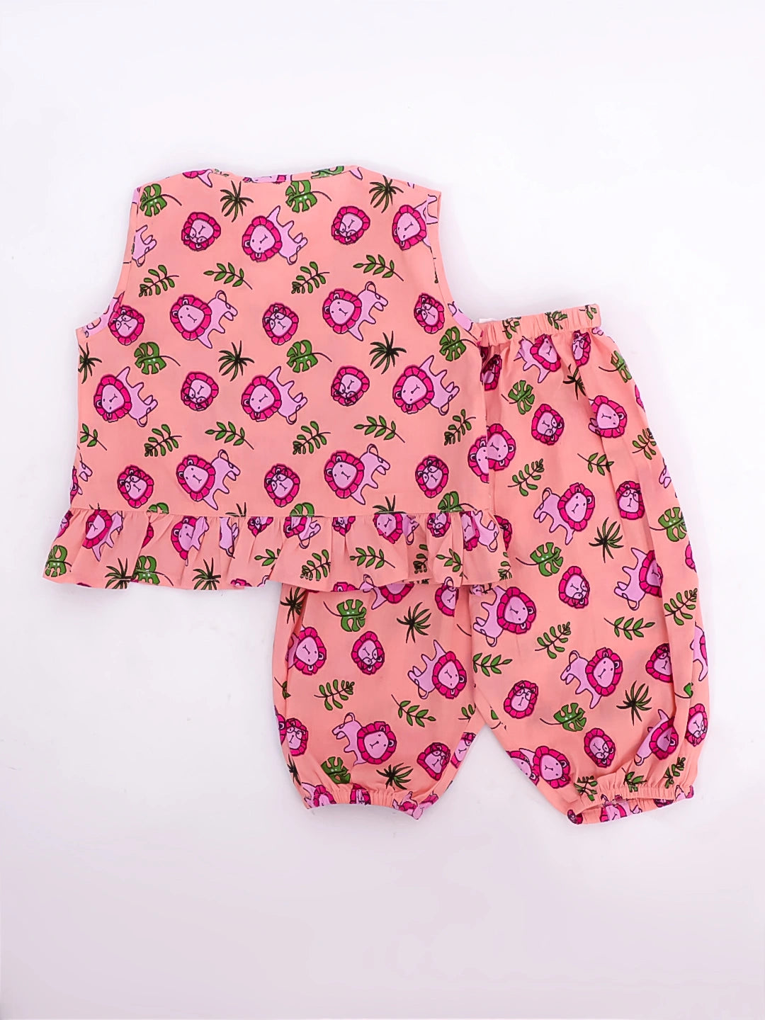 Bownbee Girls Cotton Clothing Set For Infants  - Animal Print - Pink