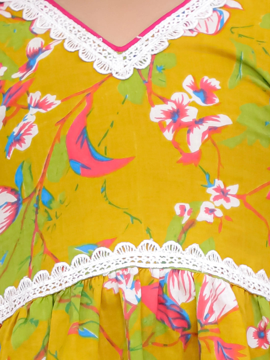 BownBee Sleeveless Top With Palazzo & Printed Full Sleeve Short Kurta Sibling Set