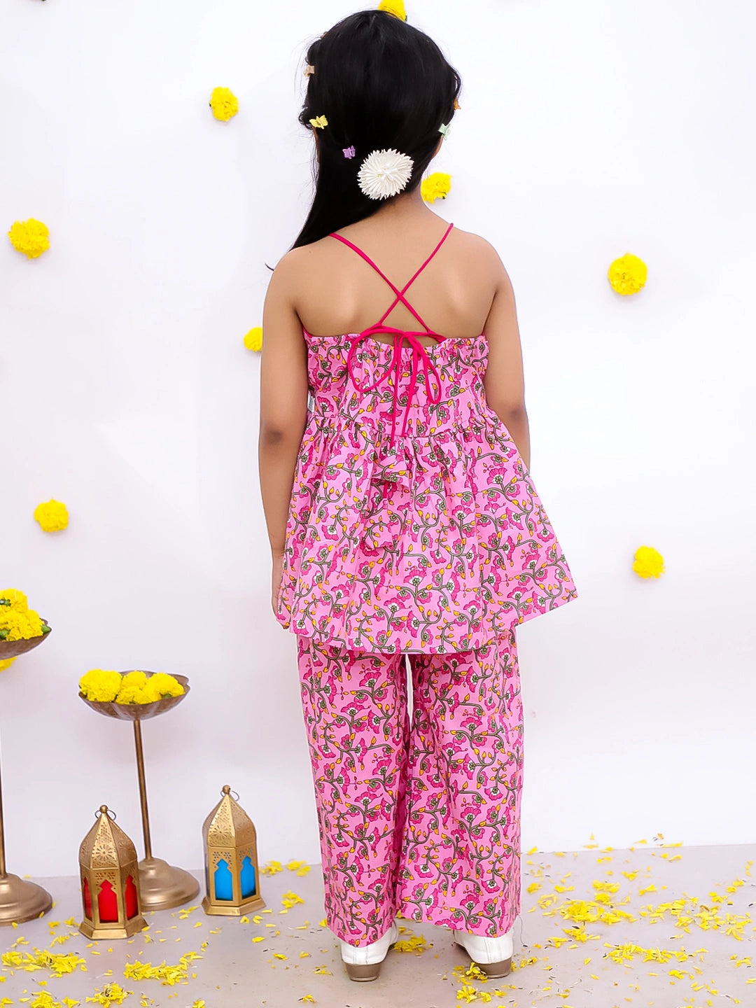 BownBee Sleeveless Pure Cotton Top With Palazo Set For Girls