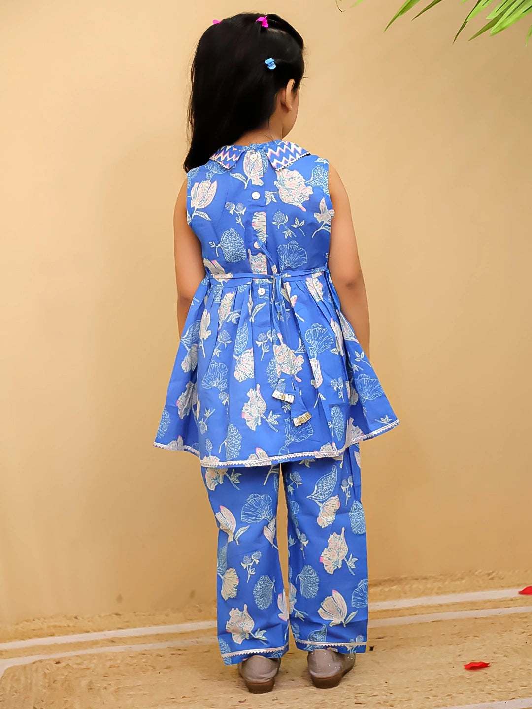 BownBee Floral Sleeveless Clothing Set for Girls | Ethnic Wear for Kids