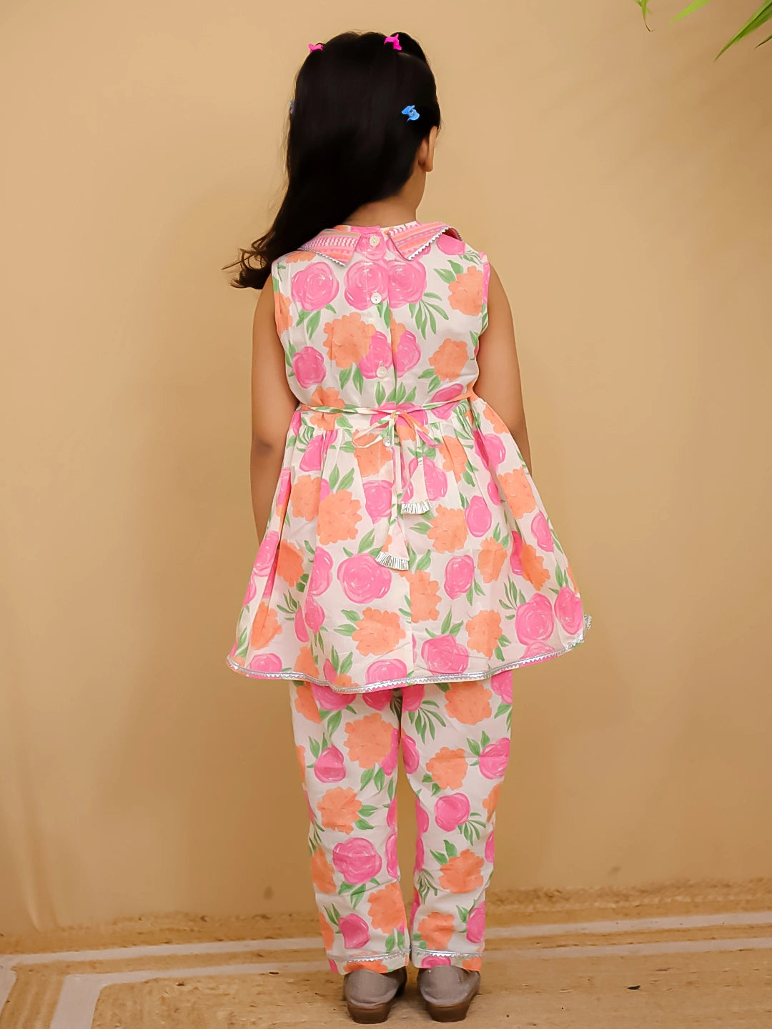 BownBee Floral Sleeveless Clothing Set for Girls | Ethnic Wear for Kids
