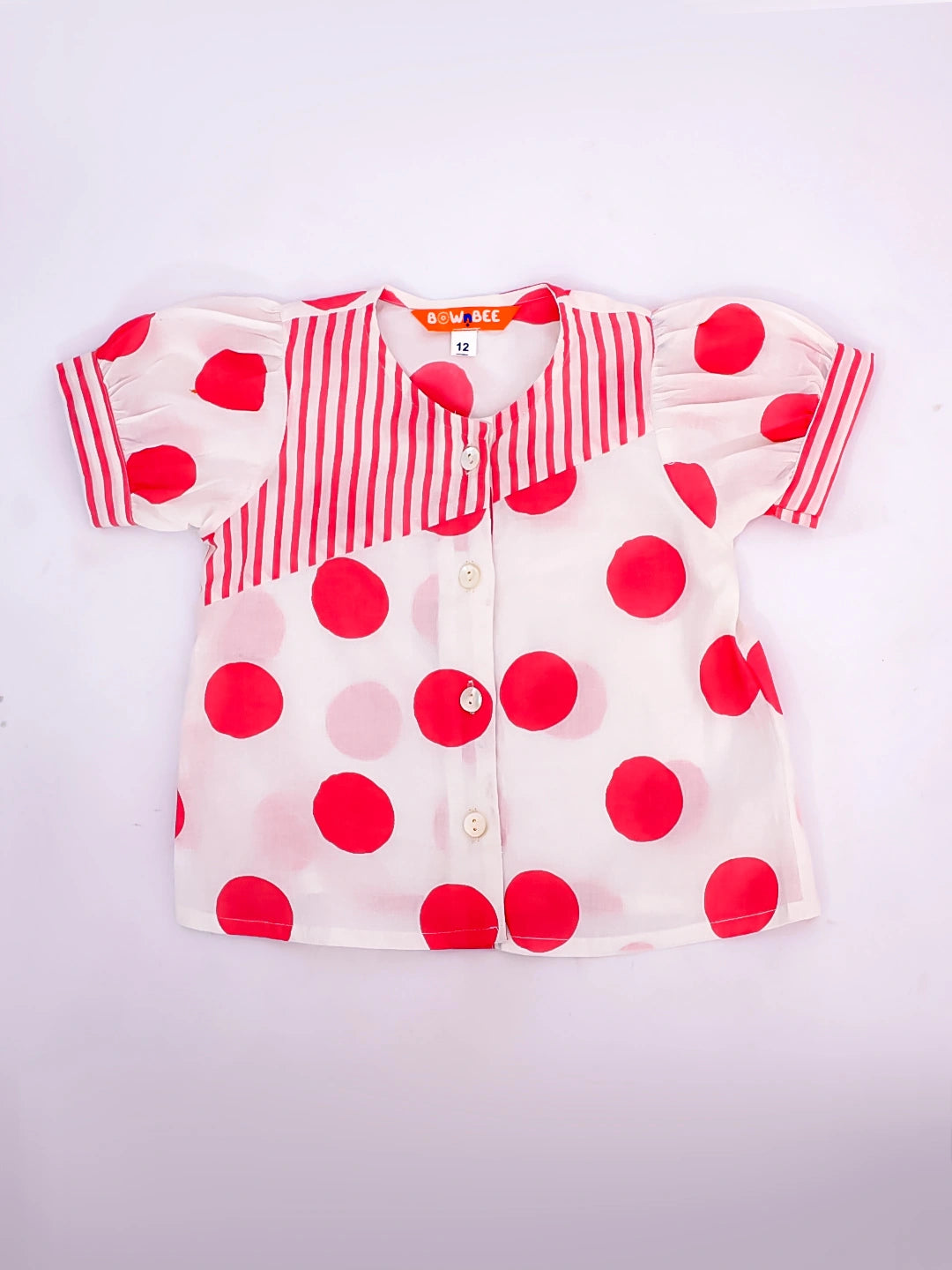 Bownbee Girls Cotton Clothing Set For Infants  - Polka Dots - Yellow