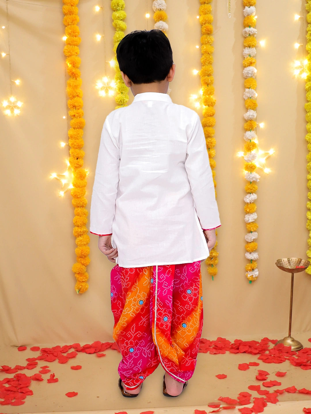 BownBee Ethnic Pure Cotton Lehriya Kurta Dhoti Set For Boys