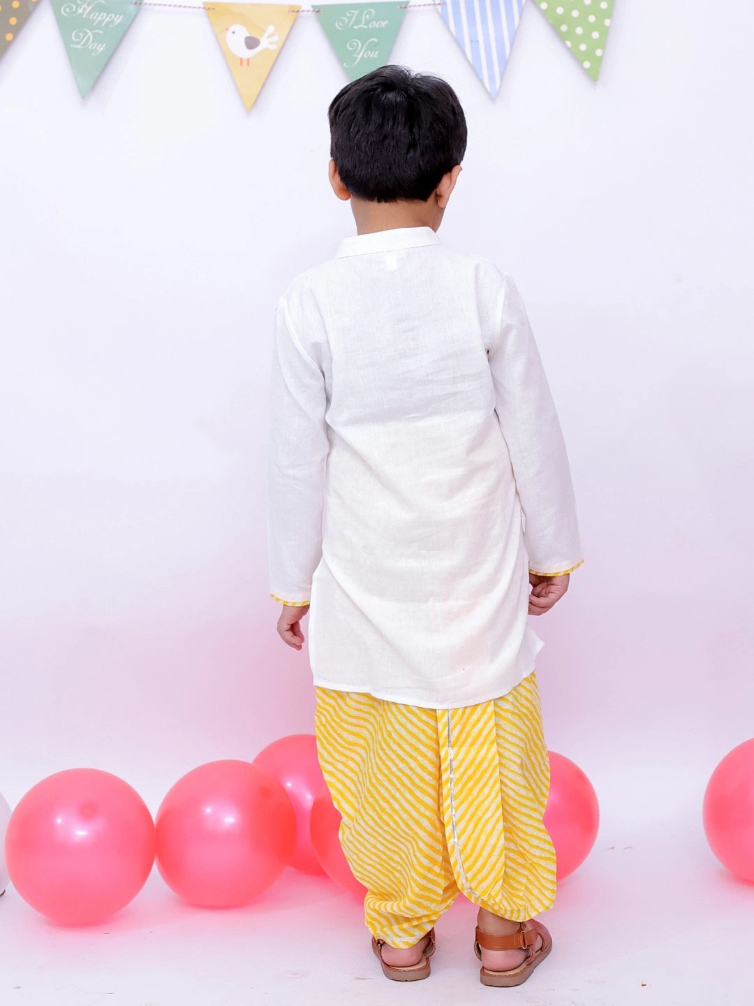 BownBee Ethnic Pure Cotton Lehriya Kurta Dhoti Set For Boys