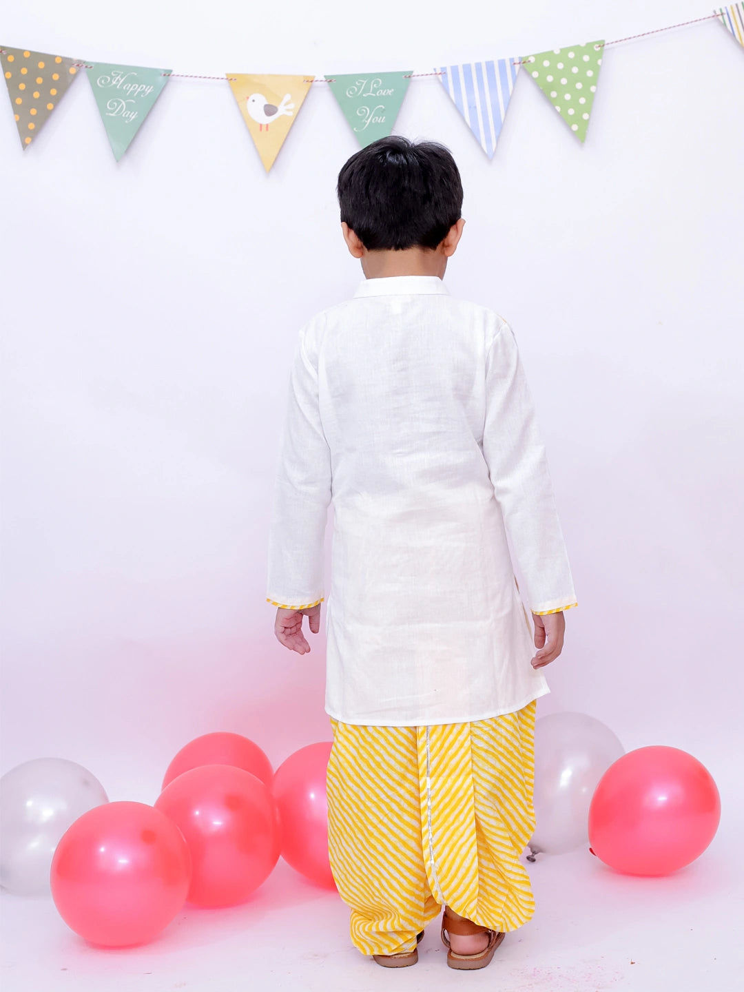 BownBee Ethnic Pure Cotton Lehriya Kurta Dhoti Set For Boys