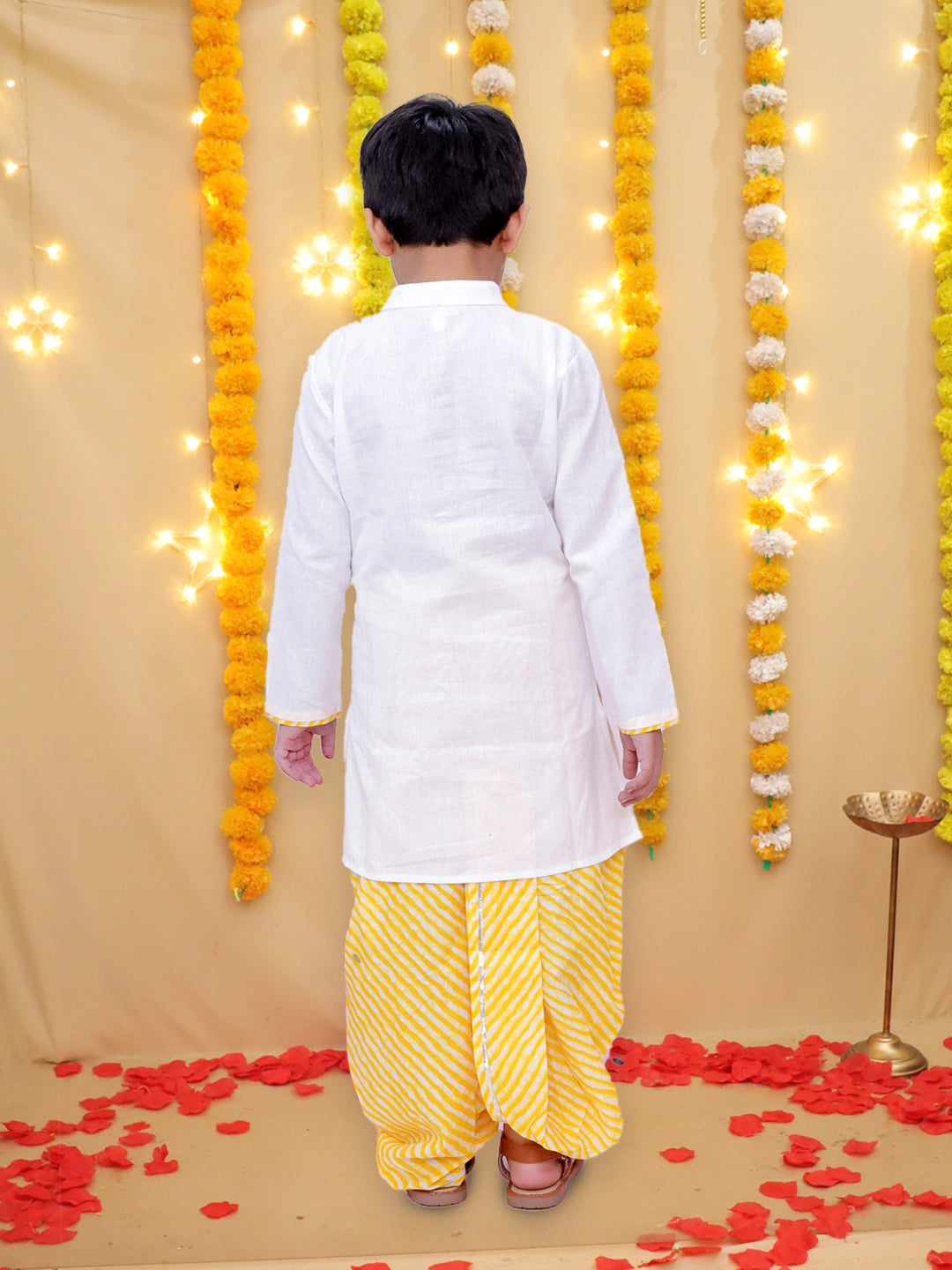 BownBee Ethnic Pure Cotton Lehriya Dhoti Kurta  Set For Boys