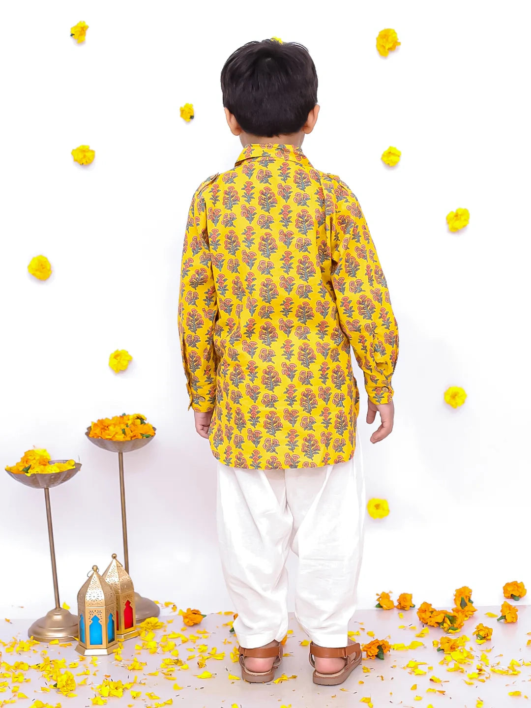 BownBee Pure Cotton Printed Pathani Kurta Salwaar Set For Boys