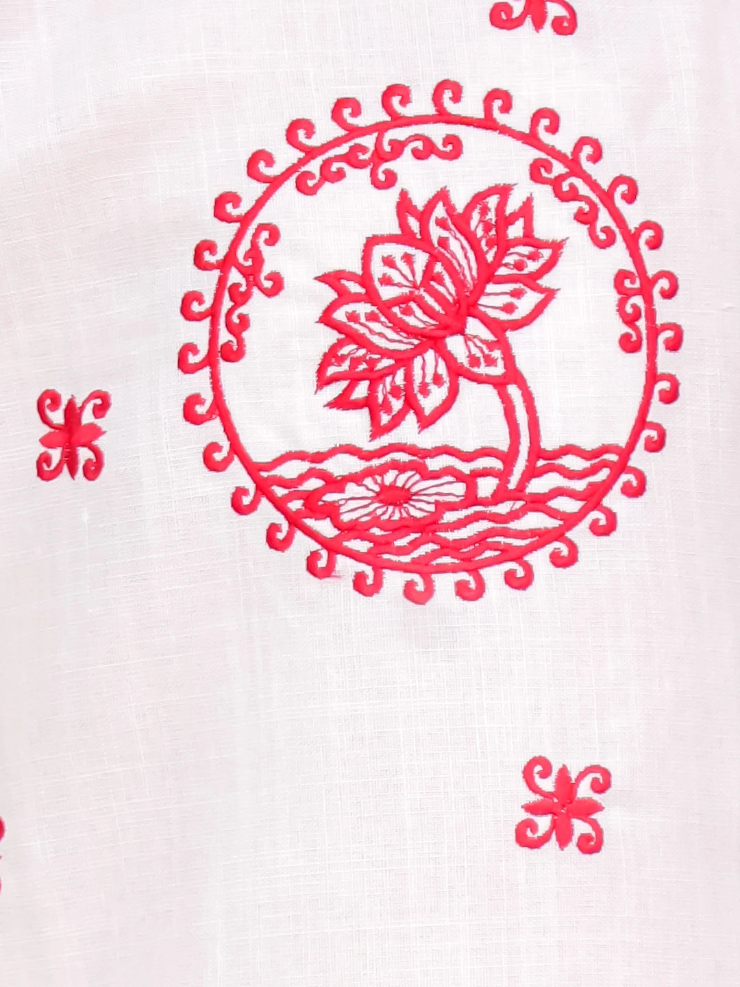 BownBee Lotus Embroidered Suit & Dhoti Kurta Sibling Set