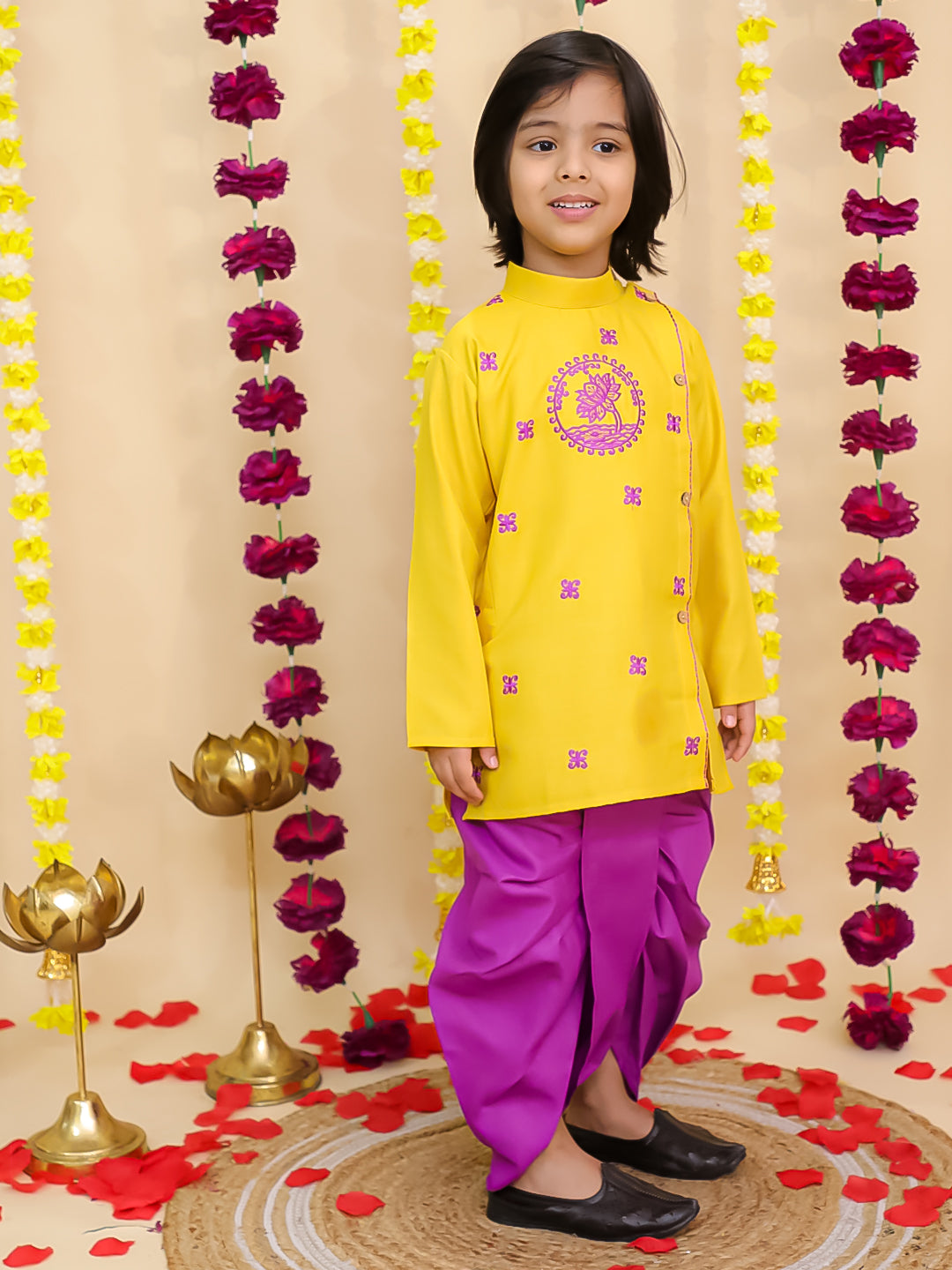 BownBee Bengali Kurta & Dhoti Set for Boys – White