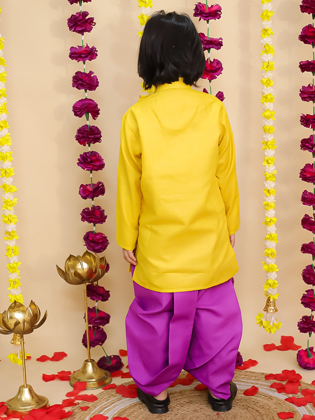 BownBee Bengali Kurta & Dhoti Set for Boys – Yellow