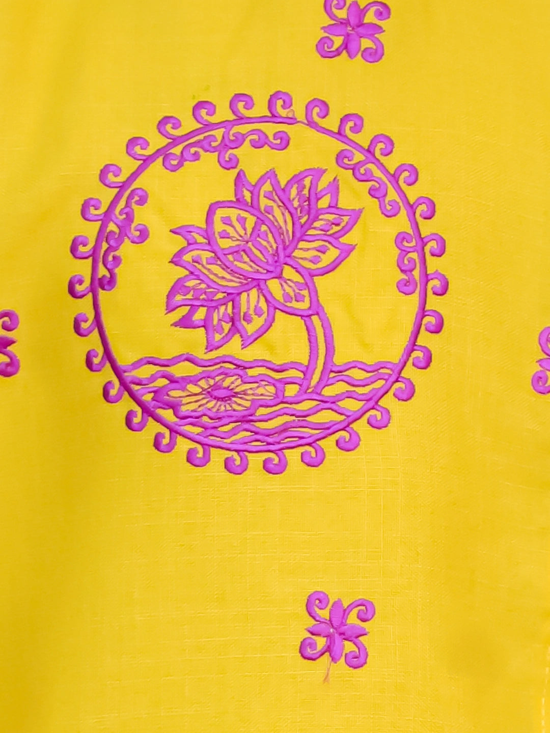 BownBee Lotus Embroidered Suit & Dhoti Kurta Sibling Set