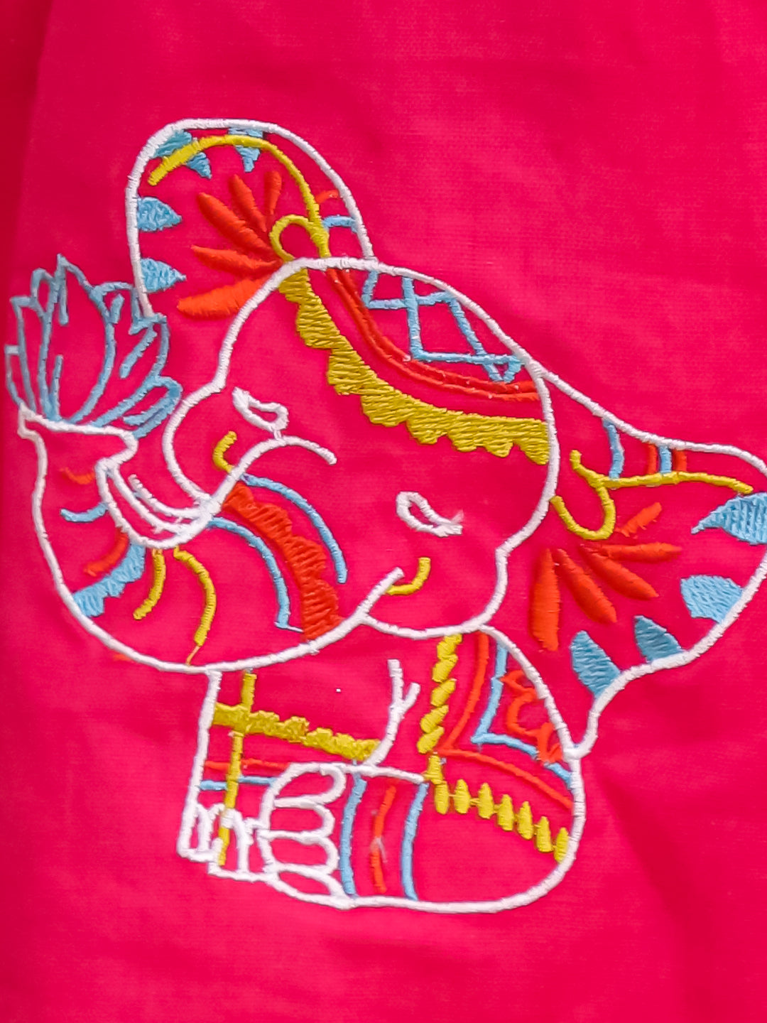 BownBee Elephant Embroidered Suit And Dhoti Kurta Sibling Set -Pink