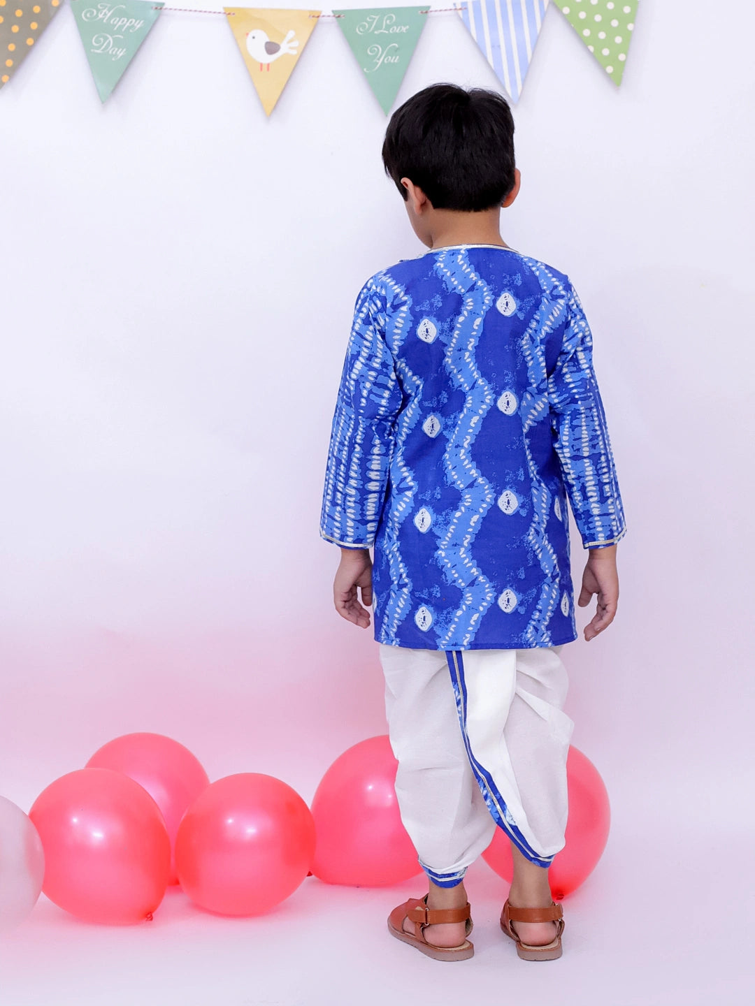 BownBee Ethnic Pure Cotton Tie & Dye  Dhoti Kurta Set For Boys