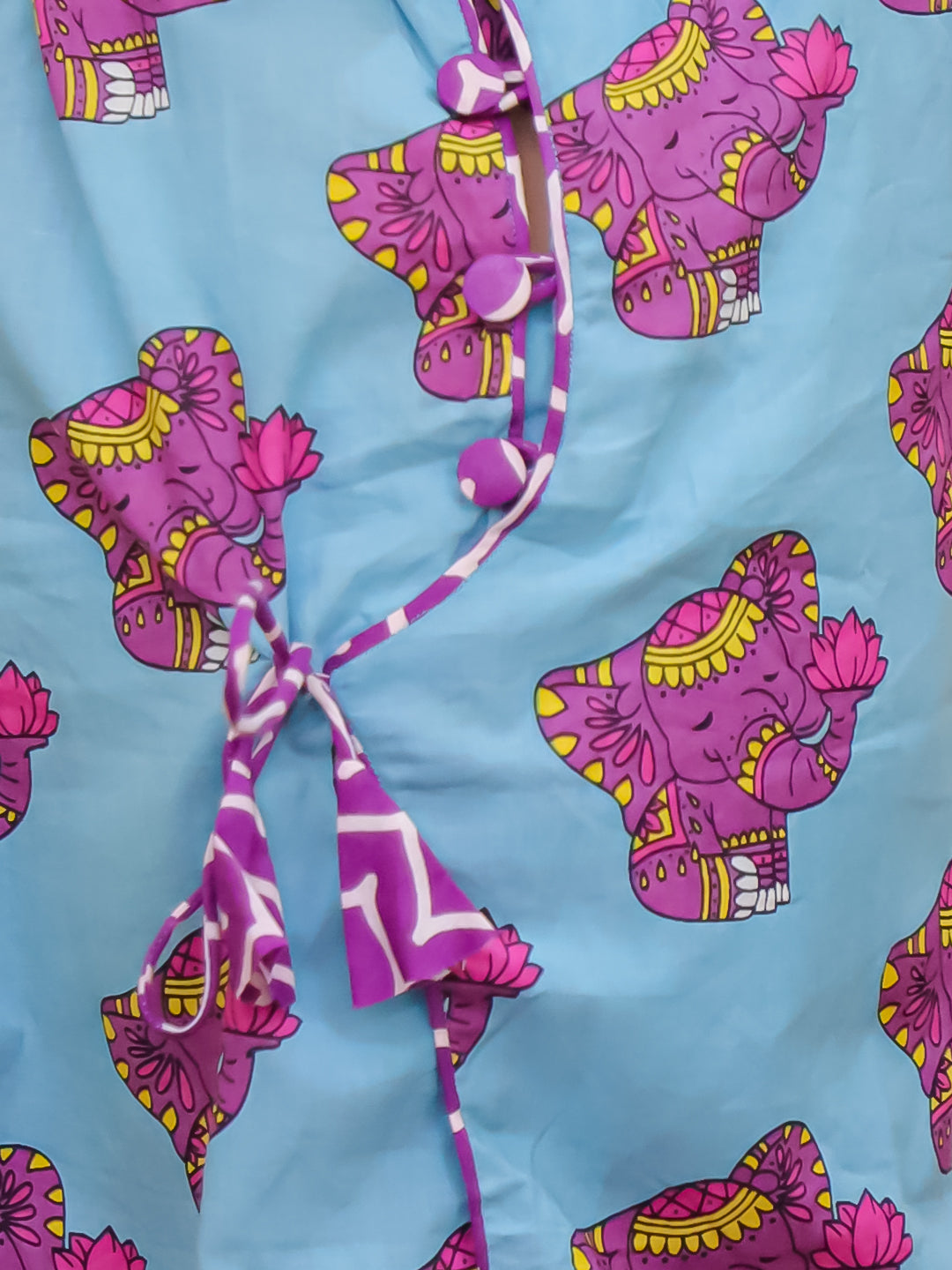 BownBee Pure Cotton  Elephant Printed Dhoti Kurta For Infant Boys -Yellow