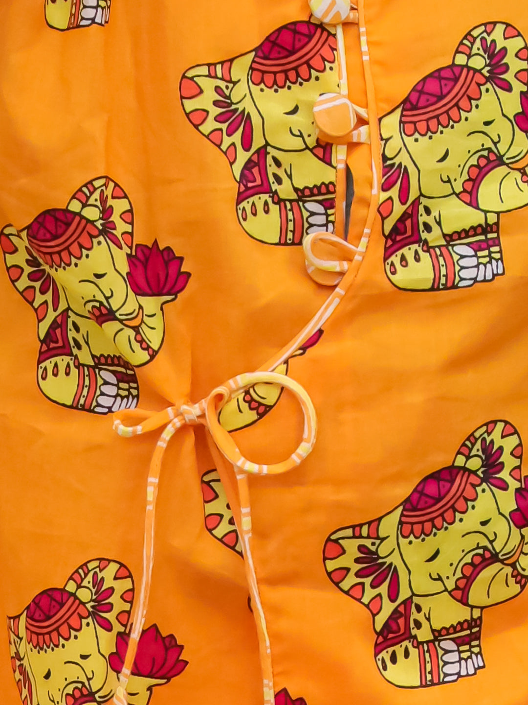 BownBee Pure Cotton  Elephant Printed Dhoti Kurta For Infant Boys -Yellow