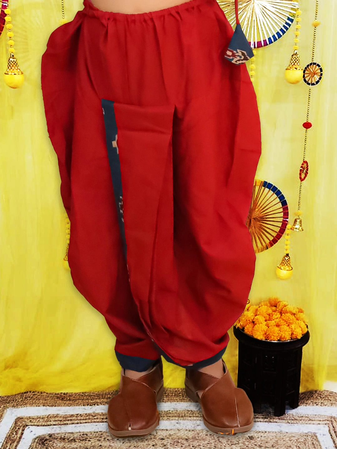 BownBee Pure Cotton Bandhni Kurti Dhoti &  Dhoti Kurta Sibling Set