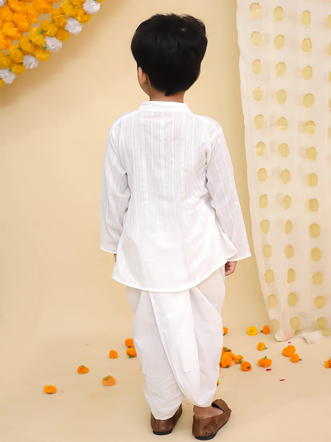 BownBee Pure Cotton Printed Angrakha Kurta Dhoti For Boys