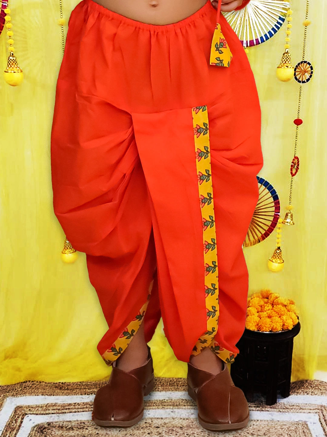 BownBee Pure Cotton Bandhni Kurti Dhoti &  Dhoti Kurta Sibling Set