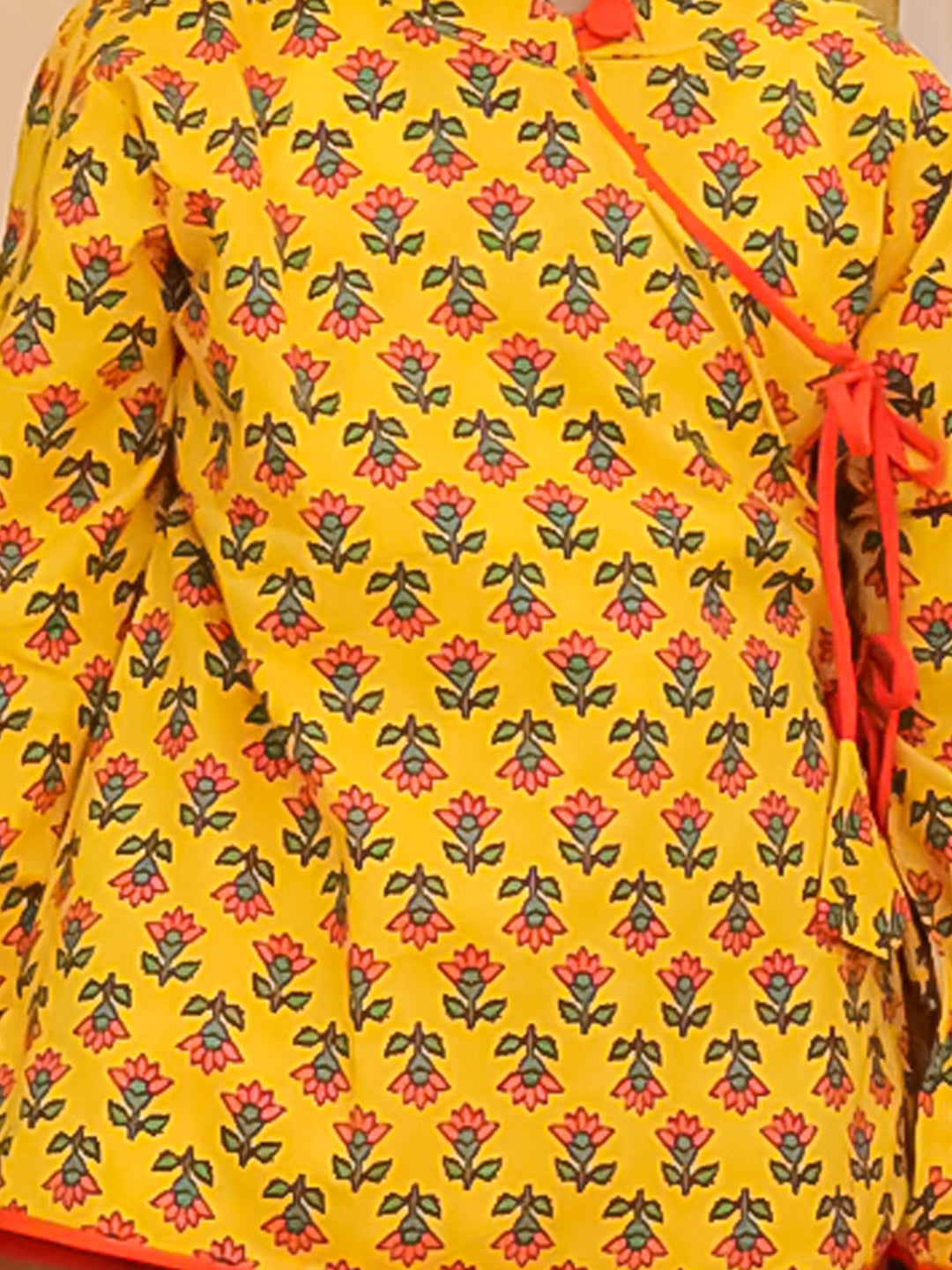 BownBee Pure Cotton Bandhni Kurti Dhoti & Dhoti Kurta Sibling Set - Yellow