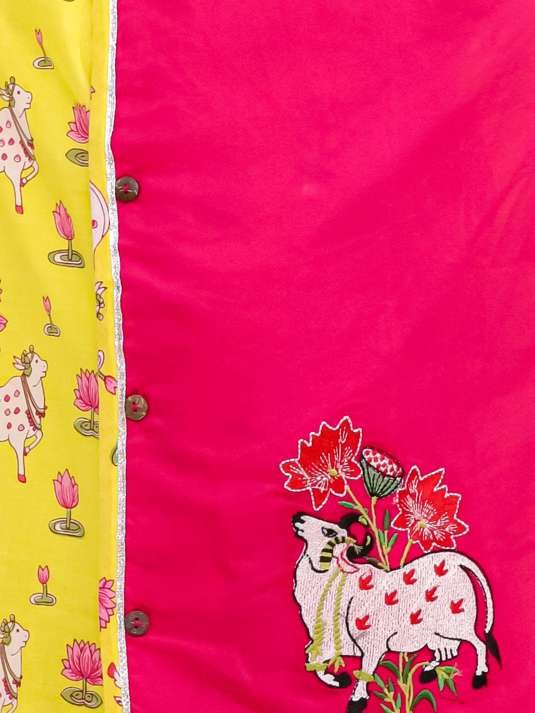 BownBee Pure Cotton Embroidered Kurti Dhoti With Dhoti Kurta Sibling Set