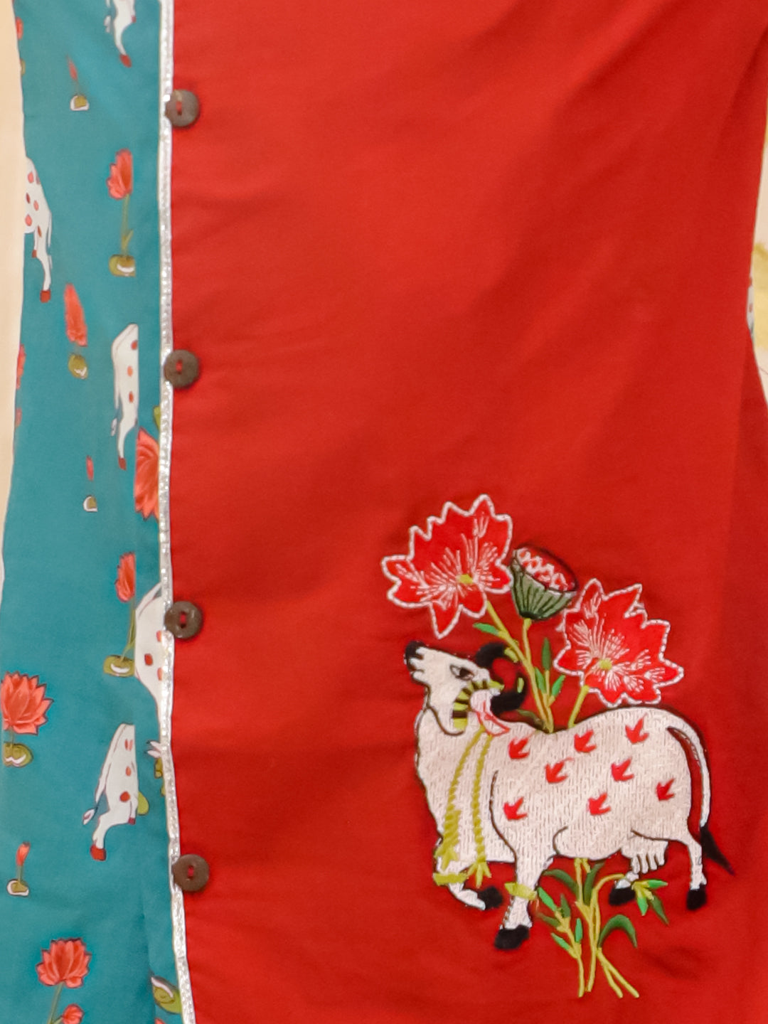 BownBee Pure Cotton Embroidered Kurti Dhoti With Dhoti Kurta Sibling Set - Pink
