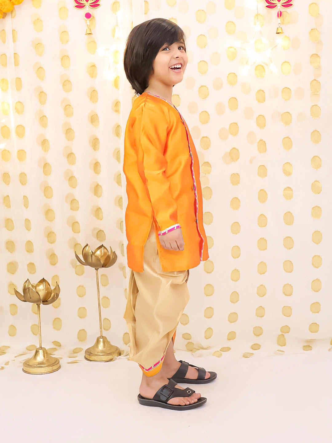 BownBee Silk Tafetta Kurta Dhoti Set For Boys