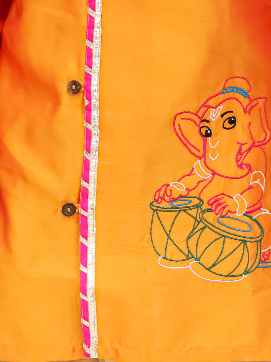BownBee Silk Tafetta Kurta Dhoti Set For Boys - Orange