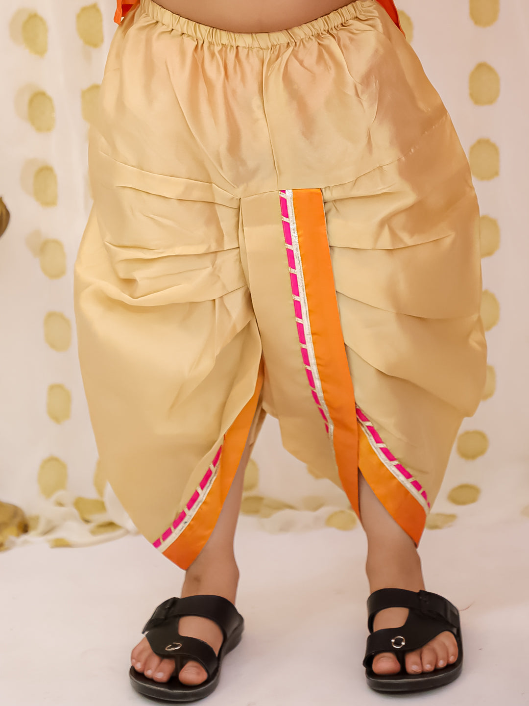 BownBee Silk Tafetta Kurta Dhoti Set For Boys - Orange