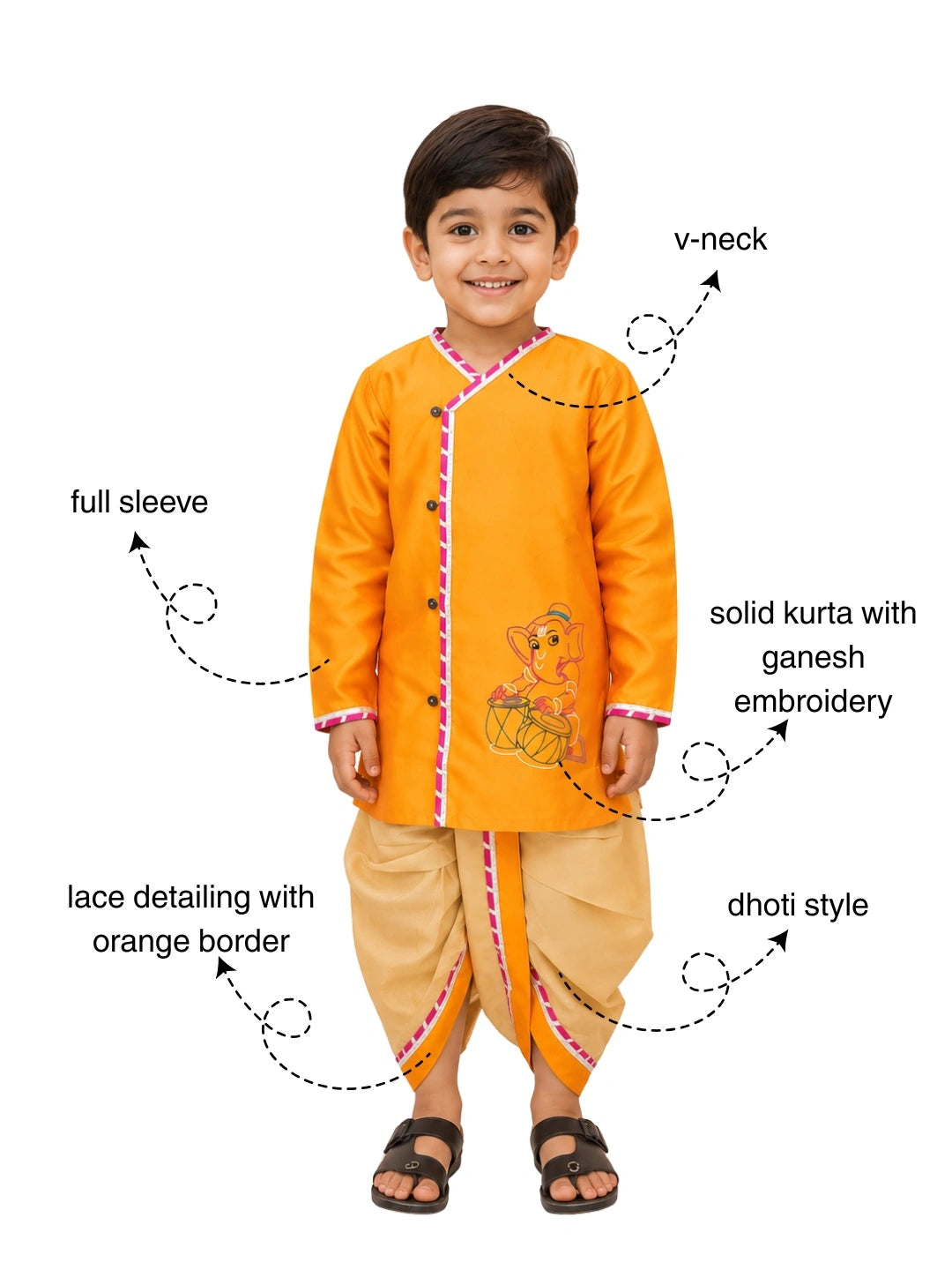 BownBee Silk Tafetta Dhoti Kurta Set For Boys