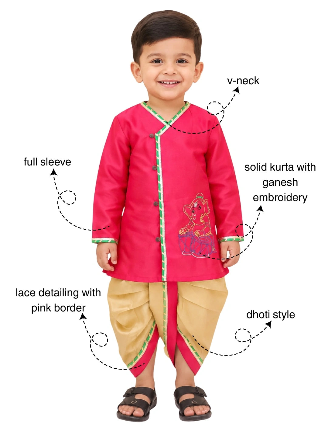 BownBee Silk Tafetta Dhoti Kurta Set For Boys