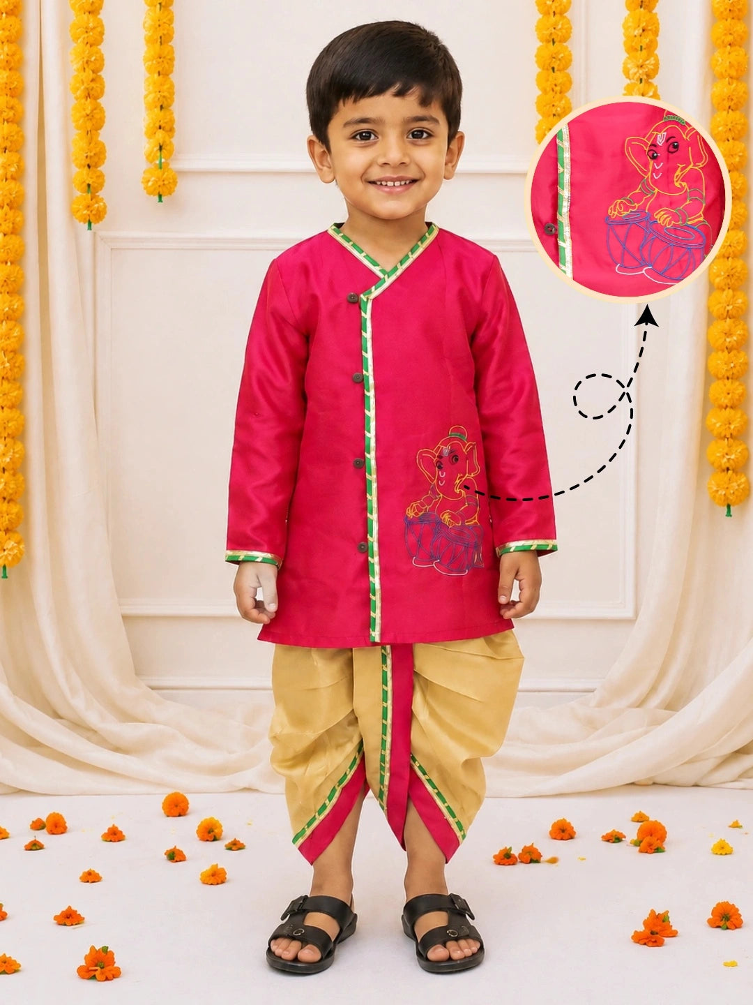 BownBee Silk Tafetta Dhoti Kurta Set For Boys