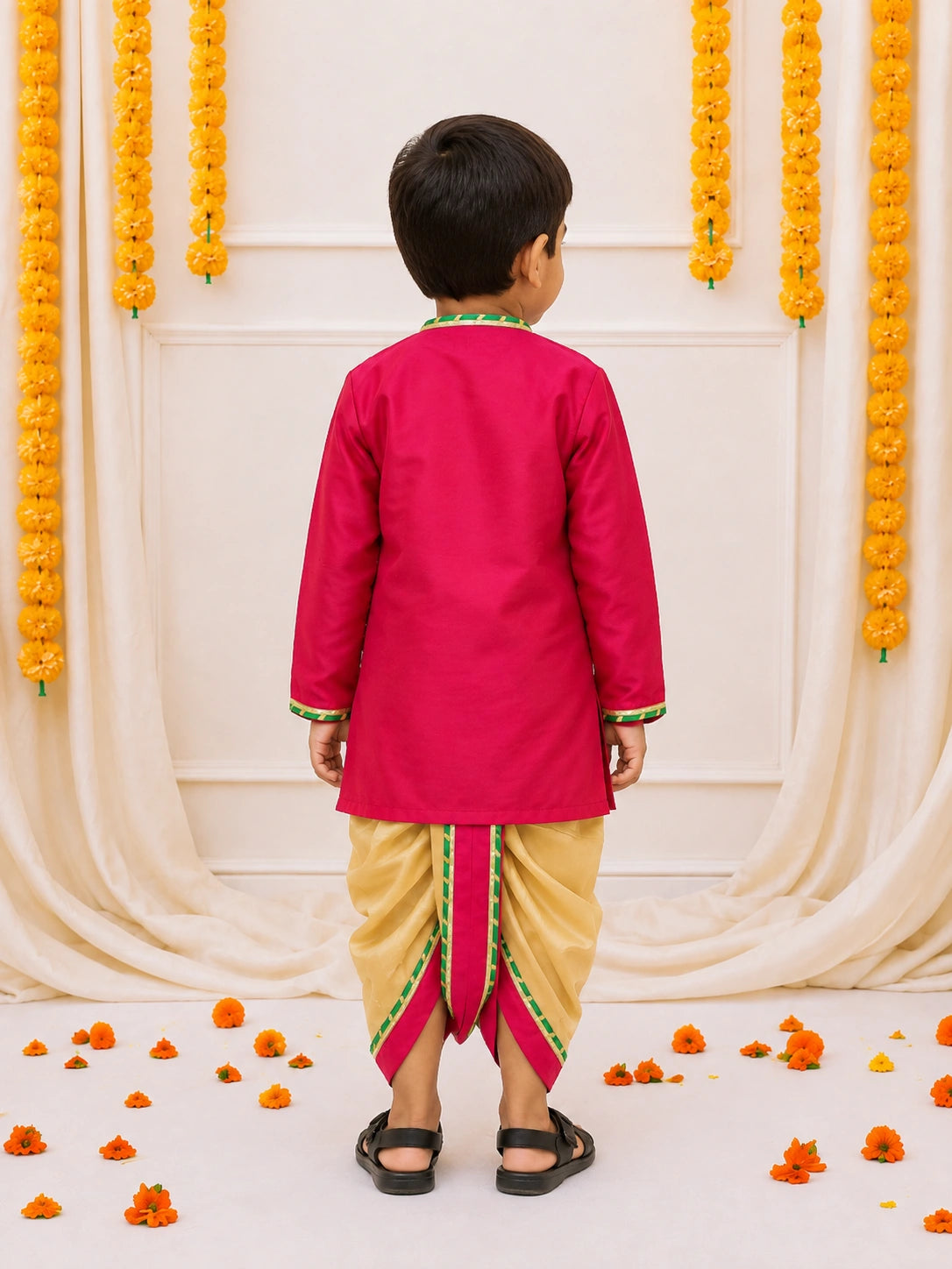 BownBee Silk Tafetta Dhoti Kurta Set For Boys