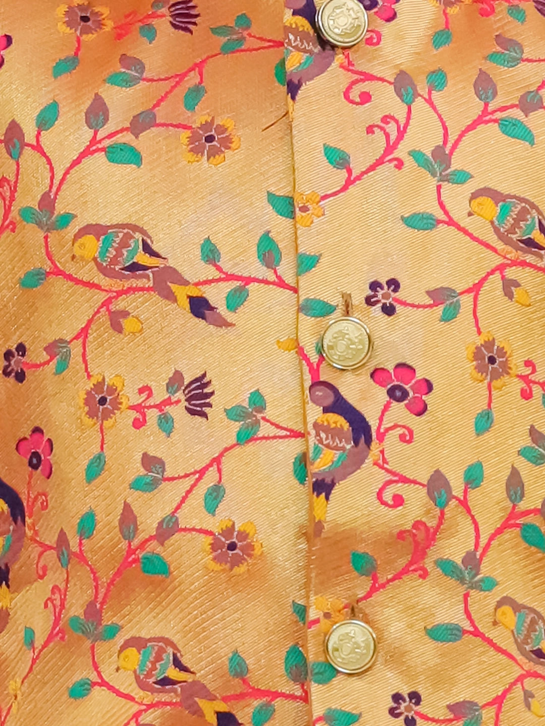 BownBee Festive Jacquard jacket With Solid Dhoti Kurta Set For Boys - Golden