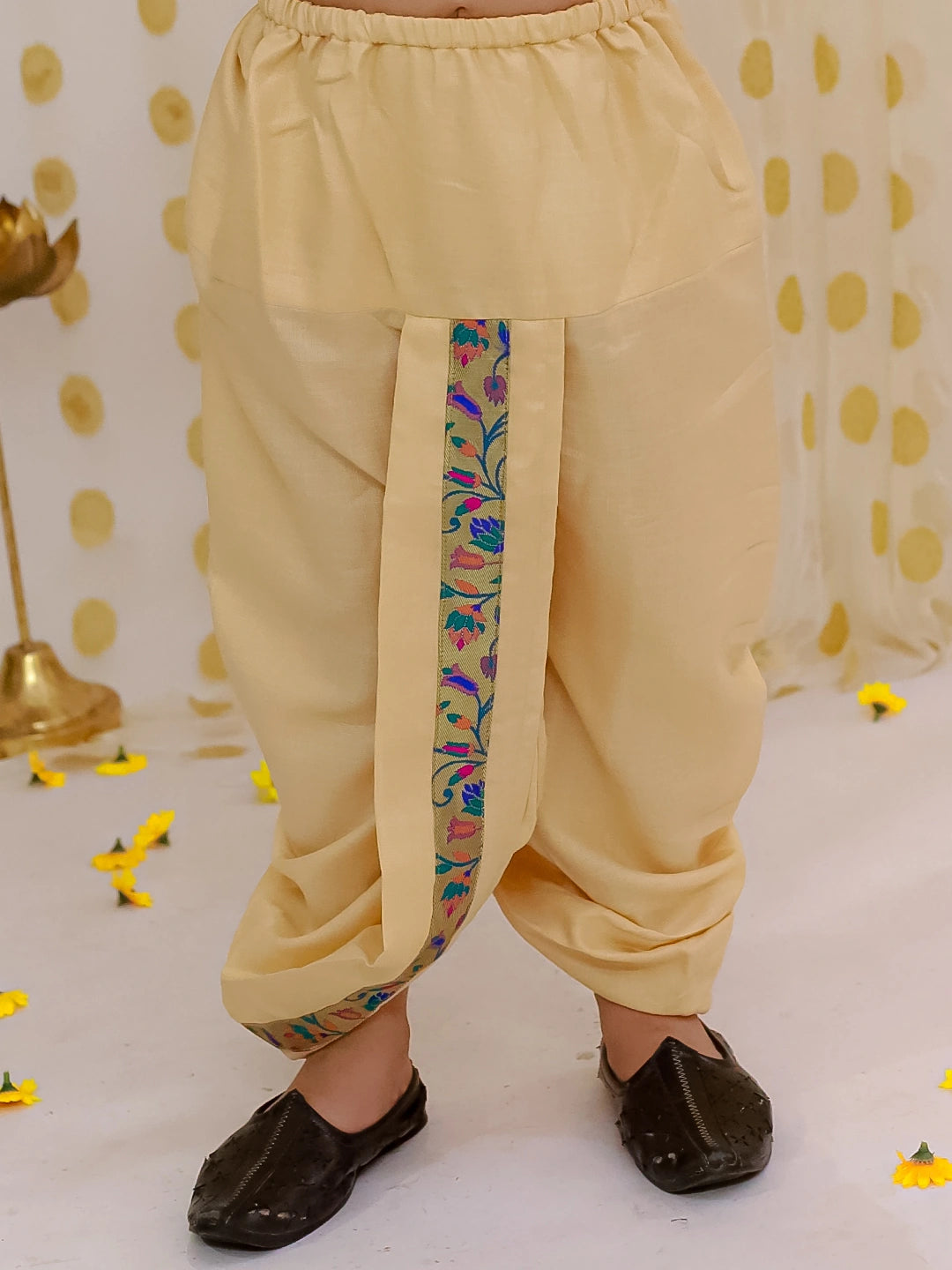 BownBee Festive Jacquard jacket With Solid Dhoti Kurta Set For Boys